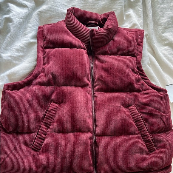 Jackets & Blazers - Burgundy Corduroy Puffer Vest